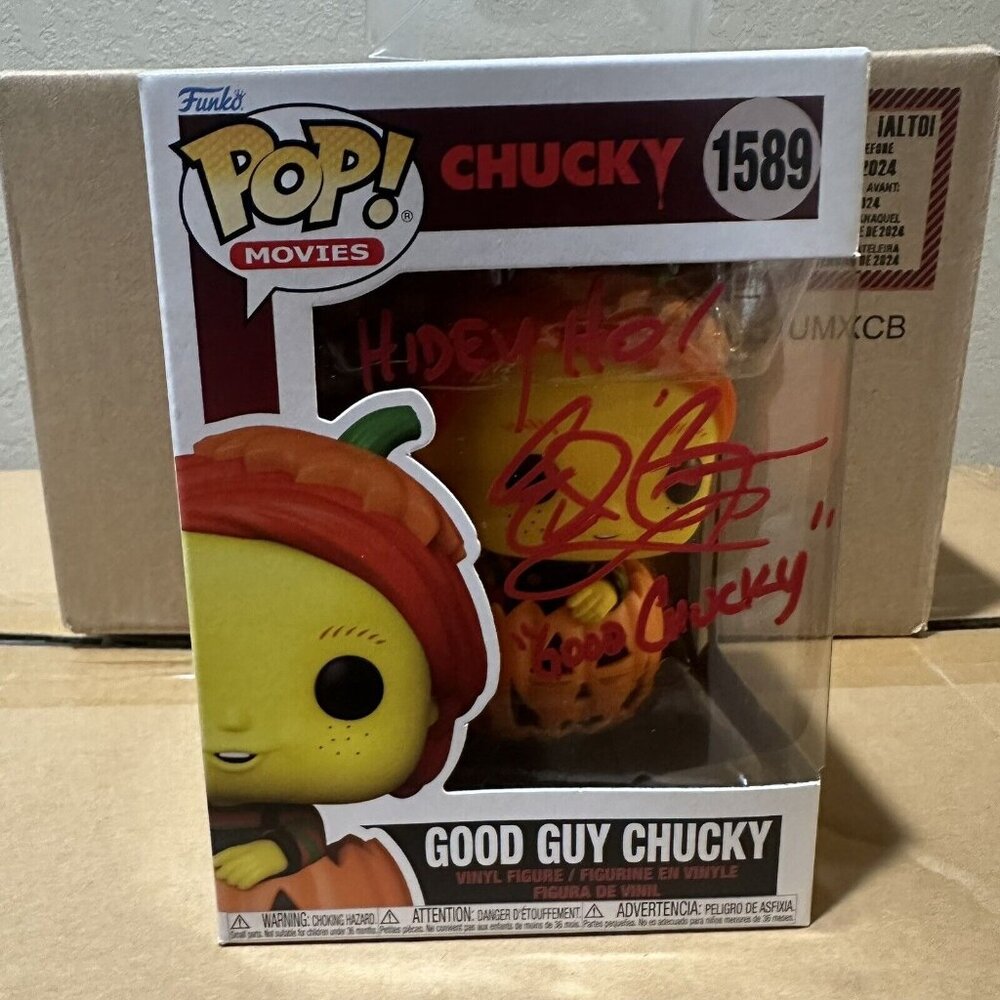 Funko Pop! Blacklight Good Guy Chucky #1589 Signed By Edan Gross